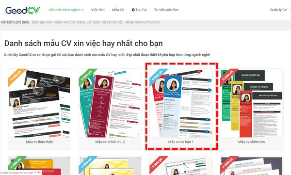 Tao CV chuyen nghiep theo mau co san