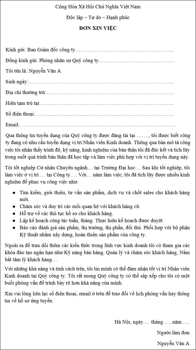 don xin viec