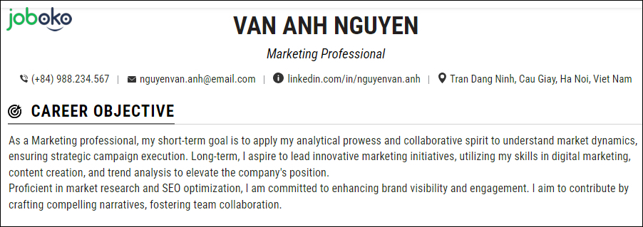 cach viet cv tieng anh