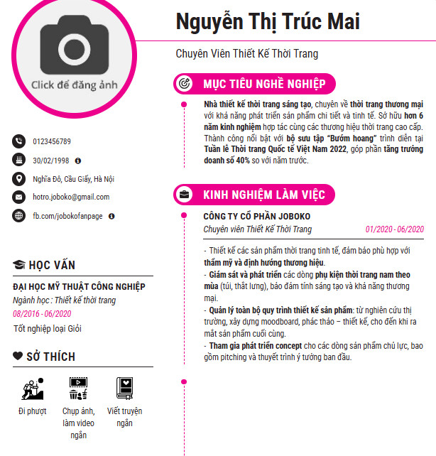 cv xin viec thiet ke thoi trang