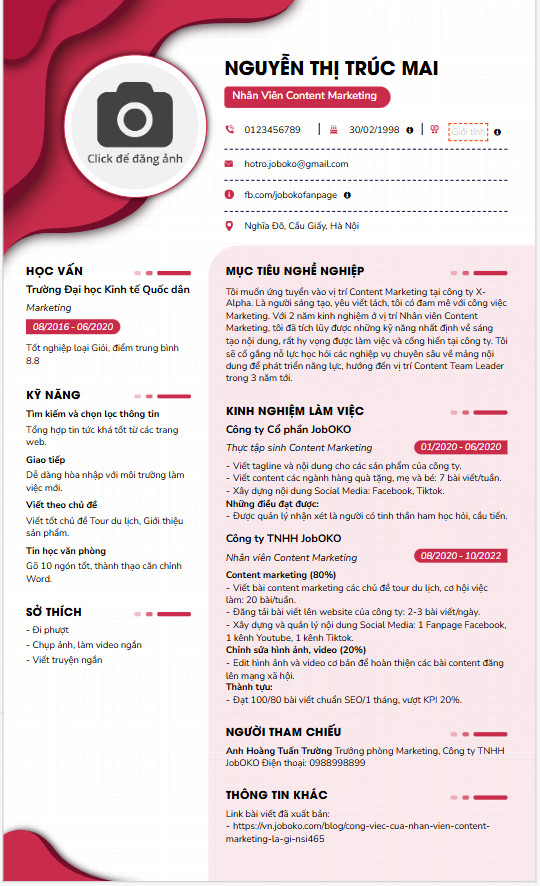 50+ Mẫu CV Đẹp - Ghi Điểm Từ Cái Nhìn Đầu Tiên