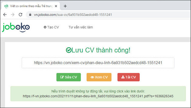 cach tao cv ung vien joboko 8