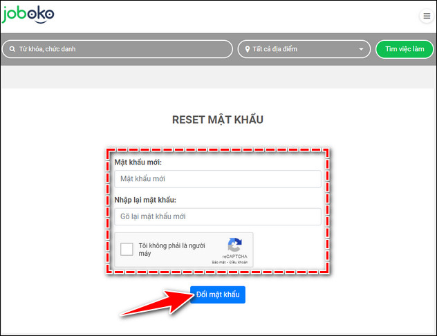 Cach doi lay lai mat khau tai khoan Ung Vien JobOKO