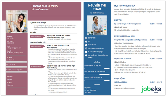 mau CV xin viec ky su moi truong dep, an tuong